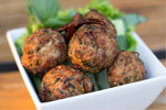 Maranoa Beef Rissoles with Grilled Potato and Spinach Salad